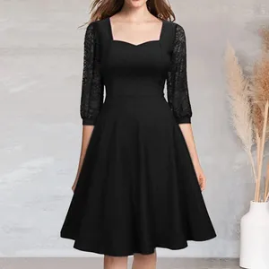 Casual Dresses Women's Short Sleeve Bridal Friend Dress For Wedding Lace Chiffon Mid Length Party Evening Female Formal Gowns