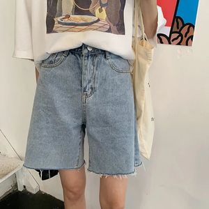 2024 Summer Women High Wit Whip Shorts pantaloni pantaloni abbottonatela casual Fashion Streetwear Solid Color Stright Jeans 240409