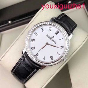 AP Kvinnlig handledsur Original Diamond Inlaid Manual Mechanical Watch with Diameter 36mm White Dial Classic Cresatile Luxury Watch