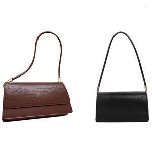 Shoulder Bags 2 Pcs Women Baguette Handbags Solid Colour AII Match Ladies Underarm Female Armpit Bag Black & Dark Brown