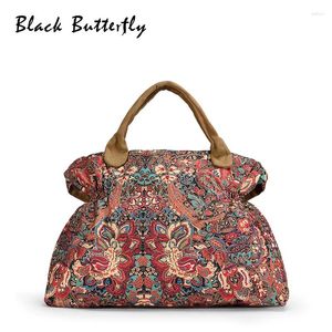 Shoulder Bags Black Butterfly Brand Canvas Tote Bag Women Handbags Female Designer Large Capacity Leisure Big Travel 3158