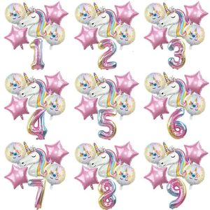 Balloon 32 Rainbow Party Decoration Inch Number Foil Balloons Kids Unicorn Theme Birthday Supplies 1 Set s