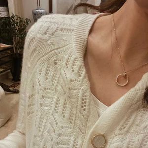 High Quality Luxury Necklace Kajia Classic New Head and Tail Diamond Nail Womens Rose Gold Plated Curved Pendant with Collar Chain