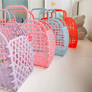 Bolsas de armazenamento Jelly Travel Waterspert para piscina de praia Cesta vintage Bag portátil de bolsa de flores reutilizável e fácil de limpar