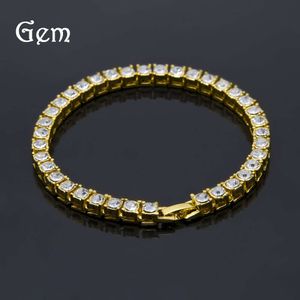 Biżuteria hip -hopowa pełna krysztarnia mm łańcuchy tenisowe rzęd Bracelets męski trend modowy