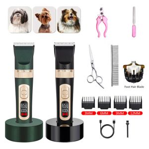 Clippers 4 Geschwindigkeit Haustier Clipper wiederaufladbare Pflege- und Pflegekraft -Display Hunde Katzen Haarschneidmaschine Professionelle Hundehaarschneider