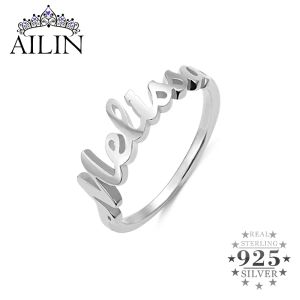 Rings AILIN Custom Women Rings 925 Sterling Silver Personalised One Name Ring Engagement Jewelry Girlfriends Couple Gifts With Box