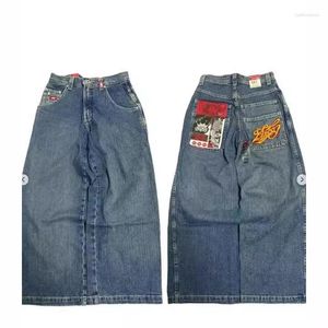 Frauen Jeans Jnco Harajuku Hip Hop Retro Schädel Grafik gestickt Baggy Denim Hosen Männer Frauen Goth hohe Taille breite Hose