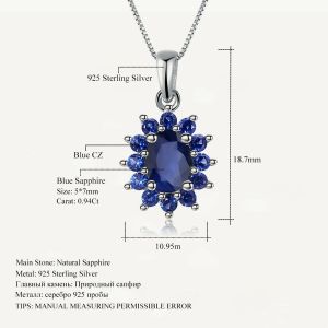 Kolyeler Gem'in Balesi 0.94Ct Doğal Mavi Safir Geri Dönüş 925 STERLING Gümüş kolye Kadınlar İçin Kolye Yıldönümü Hediye Güzel Takı