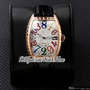 Crazy Hours Color Dreams 8880 CH Automatic Mens Watch 39.5mm White Dial Rose Gold Cracked Case Black Leather Strap Gents Watches Watchzone Z35