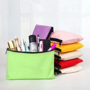 Bolsas 3/5 PCs/lote para estudantes zíper de tela bolsas de armazenamento de lona de várias cores Diy Sacos de lápis de algodão cosméticos simples de artesanato diy 20x12cm