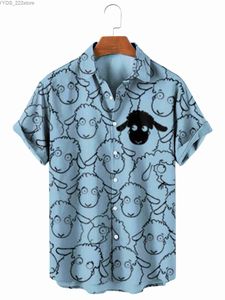 Mäns skjortor Summer Mens Haian Short Sleeved Shirt With Loose Fit Overdimensionerad Social Cartoon Image Floral Clothing YQ240422