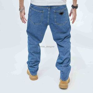 Dżinsy designerskie dla męskiego Niebieskie nowe swobodne dżinsowe trend amerykański luźne spodnie High Street szerokie nogi spodnie selfie Modne spodnie