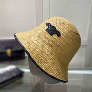 디자이너 버킷 모자 수제 직물 짠 태양 모자 여성 패션 편지 자수 해변 모자 남성 Sunhat 접이식