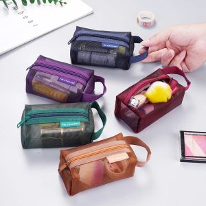 Bags Portable Travel Toiletry Organizer Lipstick Storage Pouch Mesh Transparent Cosmetic Bags Small Zipper Makeup Bag