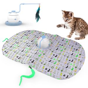 TOUS CAT Tower 3 tryby interaktywne Motorized Wand Kitten Toys Electronic Ćwiczenie dla zwierząt domowych dla kotów Automatyczne Motion Cat Toys