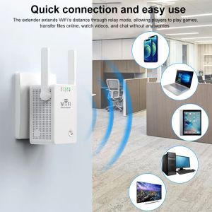 Routers 2.4 GHz WiFi Extender Router IEEE 802.11 300Mbps WiFi Rang Extender 3 -lägen EU/US Plug 2DBI -antenn med nätverkskabel för hemmet