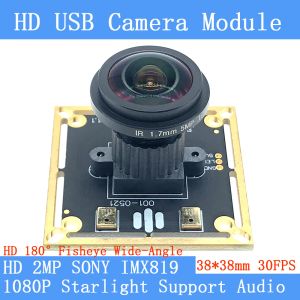 Lens yıldız ışığı seviyesi düşük aydınlatma web kamerası 2mp 180 ° balık gözü geniş açısı 1080p yüksek hızlı Sony IMX819 UVC 30FPS USB Kamera Modülü