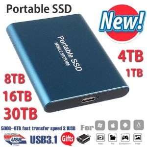 Enheter Portable NVME M2 SSD Extern enheter USB3.1 TYPCC 30TB 16TB 8TB 6TB 4TB 2TB 1TB 500 GB hårddisk för bärbara datorer Electronics