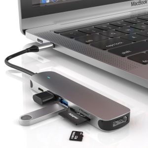 Hubs 6in1 USB Hub 3 0 Laptop Accessories Docking Adapter Dock Station Splitter Type C PC to HDMICompatible for Macbook Pro Air