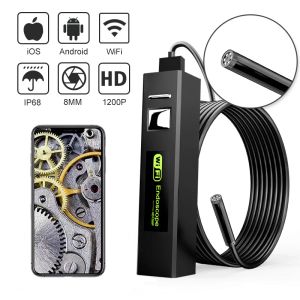 Cameras Industrial Endoscope Camera 8mm Lens HD 2.0MP USBC WIFI Wireless Inspection Borescope Waterproof 8LED For IPhone Android PC Car