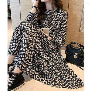 Party Dresses Chiffon Polka Dot Dress Women's Loose Vintage Doll Skirt Woman Vestido De Mujer Femme Robe