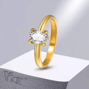 Bands Vnox Exquisite Sparkling Cubic Zircon Engagement Rings for Women, Gold Color Stainless Steel Wedding Band Finger Gift Jewelry
