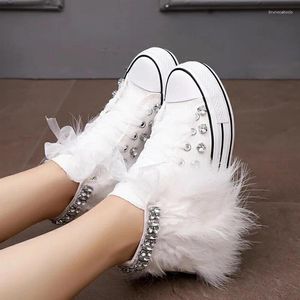 Casual Shoes Designer Platform 2cm Customize Color Big Size High Top Luxury Feathers Canvas Lovely Sneakers Aumtumn Shoe