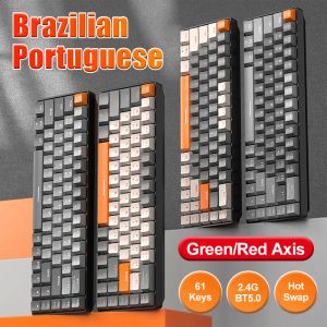 Keyboards K96 Gaming Mechanical Keyboard Red Green Shaft Brazilian Portuguese Wireless 2.4G BT5.0 HotSwap Keyboard for PC Computer Gamer