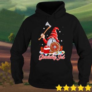 Herrtröjor glaedelig jul gnome nordisk krigare jul pullover hoodie bomull bekväma mens tröjor xmas streetwear