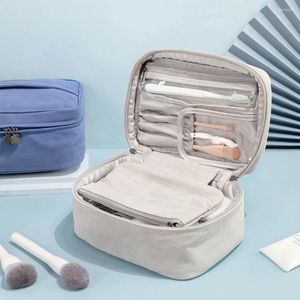 Cosmetic Bags Soft Makeup Bag Waterproof Toiletry Organiser Large Capacity Detachable Pouch With Brushes Compartment For Women And Girls