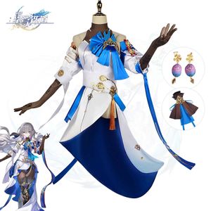 Anime Costumes Bronya Honkai Star Rail Cosplay Bronya Rand Cosplay Come Wig Earring Anime Game Hallown Party Outfits Fot Women Y240422