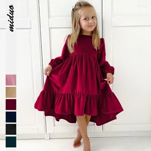 Girl Dresses Children's Autumn Clothing Foreign Trade Ruffled Long-Sleeved Suede Dress Party Princess