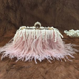 Sacchetti di lussuoso cimante delle piume di struzzo di lussuoso borse da sera per perle