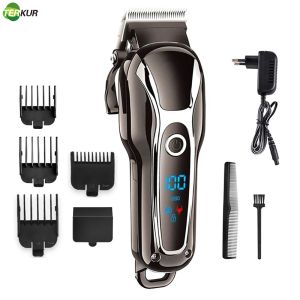 Clippers Professional Hair Clipper Men Digital Trimmer LCD Electric Cutting Machine Salon Tool Cut Cordless uppladdningsbar