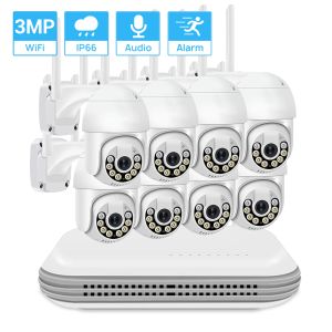 Kameras 8Ch Wireless WiFi -System HD 3MP PTZ Camera WiFi Kit AI Human Erkennung Zwei -Wege -Audio -Farbe Nachtsicht Xmeye Home Überwachung