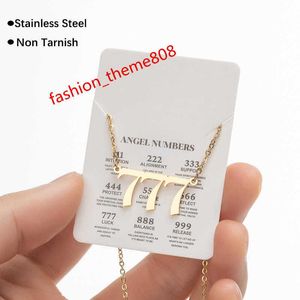 Hovanci 18K Gold Plaked Lucky Cancant Charm Angel Numer Necklace Incisione Triplo Numero Pendant Necklace