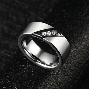 Rings Tungsten Men's Ring Fashion Personality Versatile Zircon Diamond Ring Index Finger Single Ring Trend Business,Engraving,Free Shi