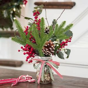 Decorative Flowers Plastic Pine Branch Realistic Reusable Artificial Branches 30pcs Faux Green Plants For Diy Christmas Wreaths