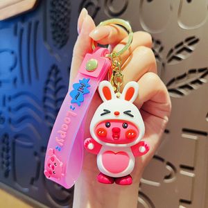 New Creative Transformation Pink Beaver Keychain Cartoon Doll Pendant Car Keychain Toy