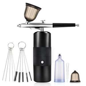 Mini Sauerstoffinjektor Airbrush Kit Nano Nebel Luftspray mit Kompressor Multifunktions-Kunstmalerei Nagelkuchen Dekorieren Tattoo 240419