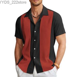 남성용 셔츠 단순하고 개인화 된 줄무늬 남성 짧은 슬리브 편안하고 우아한 남성 대형 마모 YQ240422