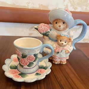Кружки европейский розовый сад в стиле чайная чайная чашка творческий медвежь