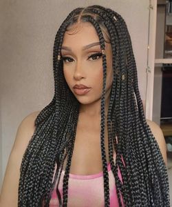 36" Full Lace Knotless Small Square Box Braids with Loose Wave Ends