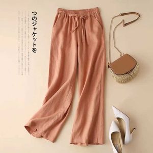 Frauenhose Capris Orange Festes, gelegentliches elastisches elastisches, hüte Baumwollwäsche Womens Hosen koreanische Mode gerade Knöchellänge Damenhose 2024 Y240422