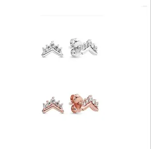 Studörhängen 925 Sterling Silver Pan Earring Autumn Rose Gold Tiara Wishbone Studs For Women Wedding Gift Fashion Jewelry