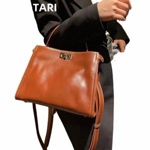 Weibliche echte Kuhleder-Tasche für Frauen Tasche Handtasche Neue Luxus-Umhängetasche mit hoher Kapazität Vintage Q4UB#