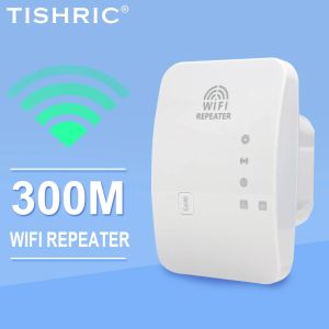 Routers Tishric M95A Wireless Repeater 300m WiFi Signal Amplifier Network Extender Router WiFi Booster Lämplig för hemmakontor