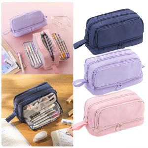 4 partycje duże ołówek Pen Pen Bag School Student Pencil Case Cosmetic Work Organizer Organizator biurowe papiery papiernicze