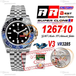 Batman 126710 VR3285自動メンズウォッチARF V3ブルーセラミックベゼルブラックダイヤル904L OystSteel Bracelet Super Edition SAM SERIAL WERANTY CARD PURETIME RELOJ PTRX F2